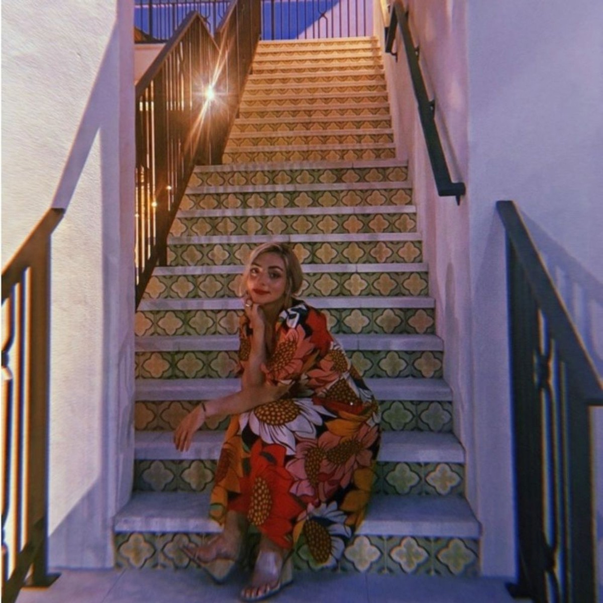 ワンピース rSunflower-Printed Midi Dress Sunflower-Printed Midi Dress（ワンピース）｜Her lip to（ハー