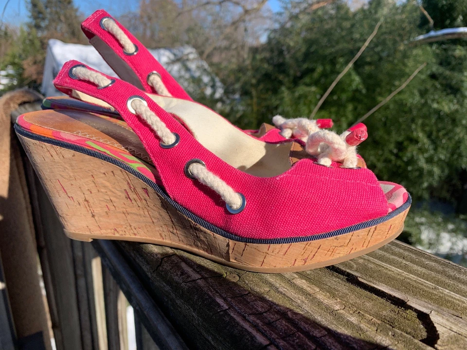 SPERRY TOP SIDER слинги высоких каблуках ярко розовый на танкетке женские туфли Sz 8 👣b7 - Изображение 4 из 4