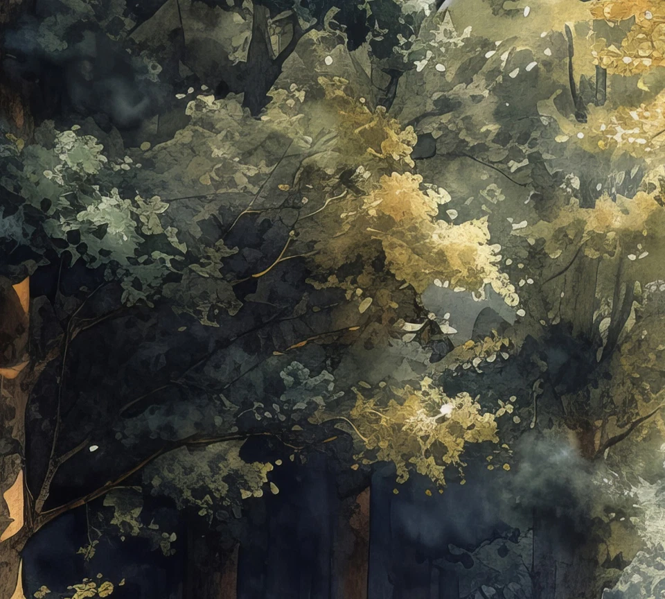 Impresión de acuarela camino bosque encantado 5"x7" sobre papel mate Foto 3 de 4