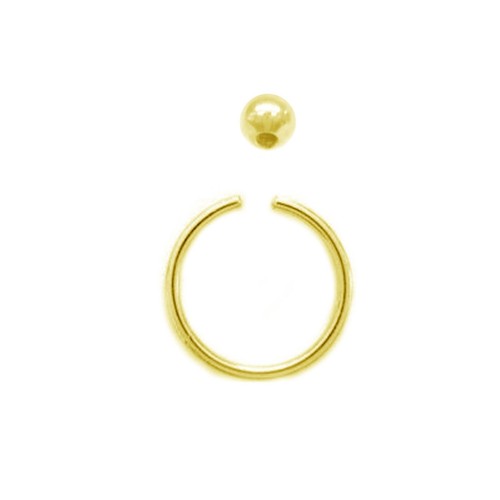 14K Solid Yellow Gold  Nipple Captive Ball Closure Bead Ring Body Jewelry 14mm - Picture 2 of 5