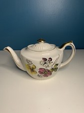 Vintage Gibson Teapot Yellow Purple Floral 1950s