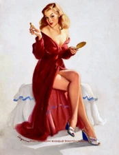 Pretty Woman Red Robe Legs & Lipstick 8.5x11" Photo Print Elvgren Pinup Fine Art