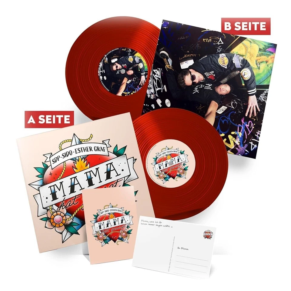 SDP & Sido & Esther Graf - Mama Hat Gesagt-Ltd. Red 7" Vinyl Postkarte  Original - Bild 3 von 4