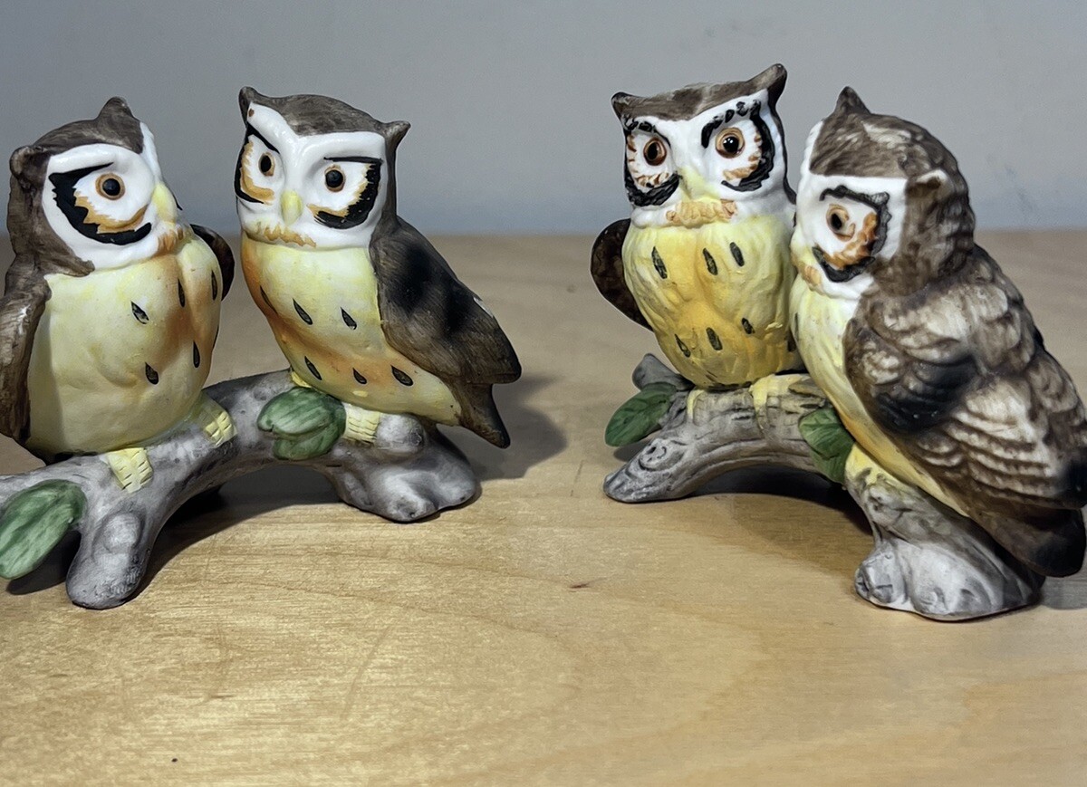 置物  / Northern owl with foot Vintage Pair of Lefton Great Horned Owls Ceramic Figurine # 753 | eBay