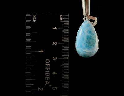 LARIMAR Crystal Pendant, Sterling Silver, Teardrop, Handmade Stone