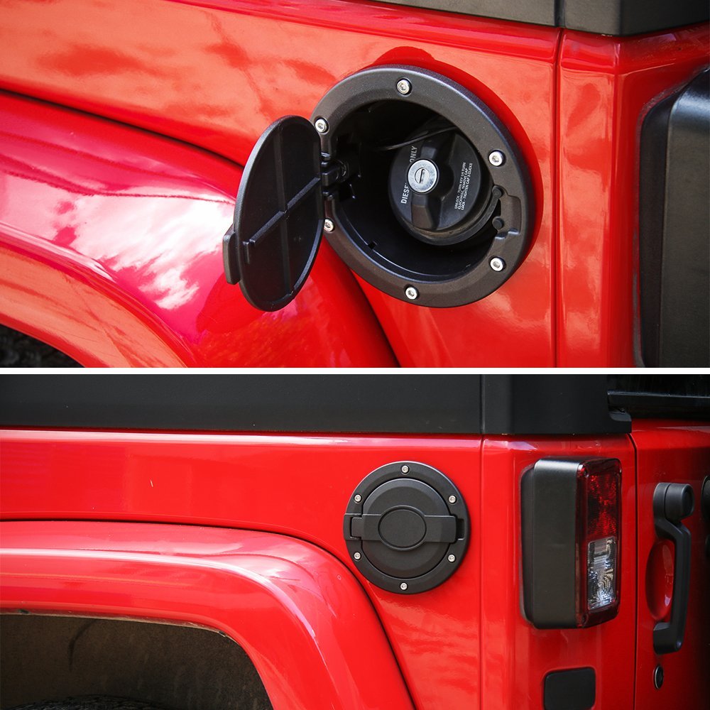 Gas Cap Cover Aluminum Fuel Filler Door for Jeep Wrangler 20072018 JK