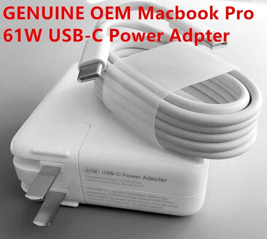 61W USB C Type C Power Adapter For MacBook PRO 13" A1718 A1708 OEM Charger Cable - Image 3 of 4