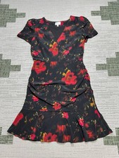 Milly Dress Womens 10 Black Red Silk Blouson *