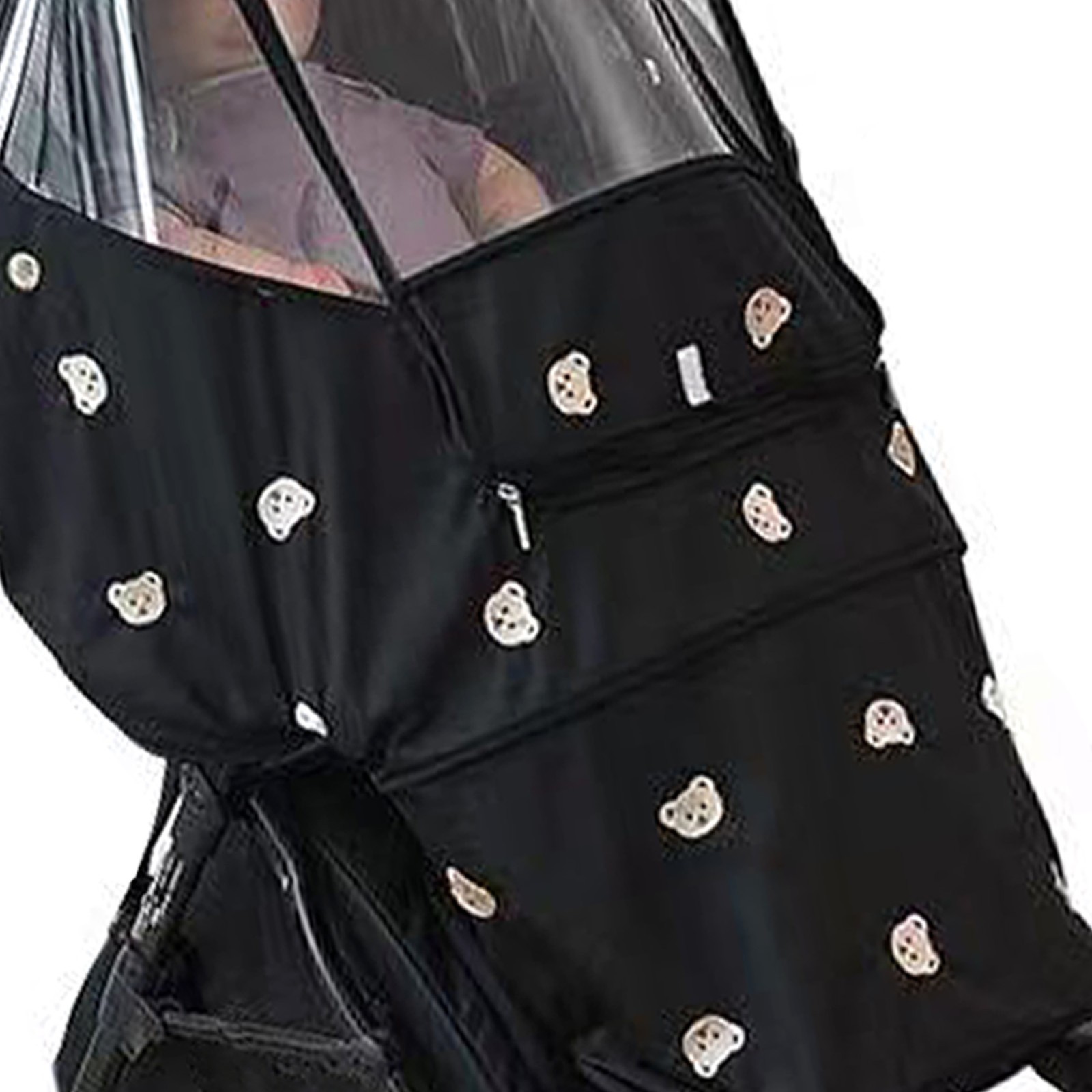 New Stroller Rain Cover Windproof Waterproof Cute Bear Pattern Stroller Cover