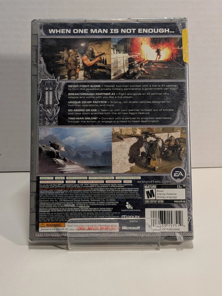 Army of Two Xbox 360 , 2008 New Factory Sealed - Platinum Hits - Never Opened - Image 3 of 4