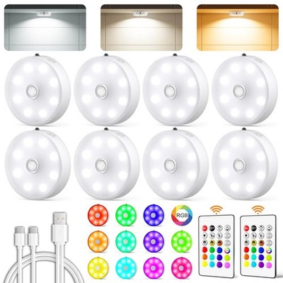 Puck Lights with Remote, Rechargeable Under Cabinet Lighting, 3 Color Temps, ...