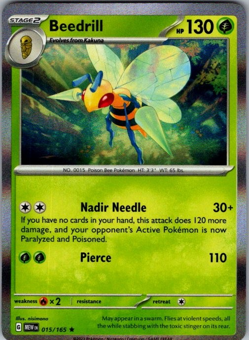 BEEDRILL 015/165 R 151 POKEMON HOLO NEAR MINT 9-30-145