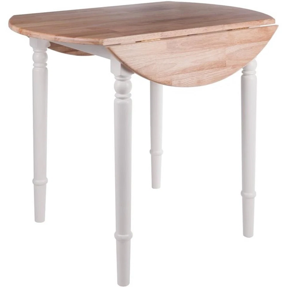 Mesa de jantar Winsome Sorella 36" redonda folha gota madeira maciça natural/branco - Imagem 3 de 4