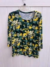 Rebecca Malone Women's Floral Top 3/4 Sleeve Multicolor Sz Large