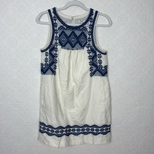 Madewell Sleeveless Dress Summer Blue White Picnic XS Linen Cotton Spring Casual