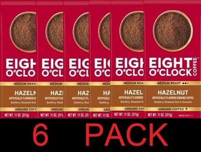 Eight O'clock HAZELNUT Medium Roast Arabica Ground Coffee 11 oz - 6 PACK