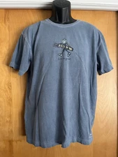 Life Is Good Short Sleeve T-Shirt Adult Size Medium Gray Graphic Print Golf