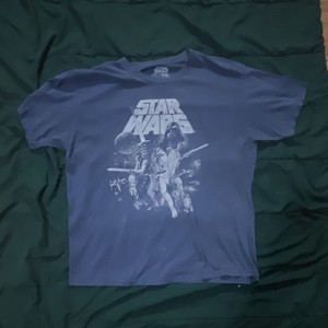 Star Wars Movie Promotional Graphic T-Shirt Blue Short Sleeve Tee