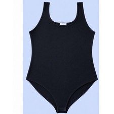 SHEIUGU Bodysuit Rayon Large Black Excellent Minimalist Tank Scoop Neck Snap L