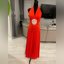 Vintage ILGWU union made 1970s halter neck belted palazzo disco jumpsuit Sz S/M
