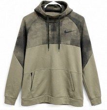 Nike Dri-FIT Men’s Hoodie Size L Olive Green Black Pattern Pullover Sweatshirt
