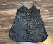 Victoria  s Secret Black Satin Lingerie Slip Dress Size Large