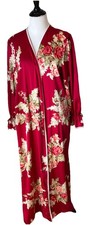 Oscar De La Renta Robe Pink Label Long Silky Floral Roses Ladies Large