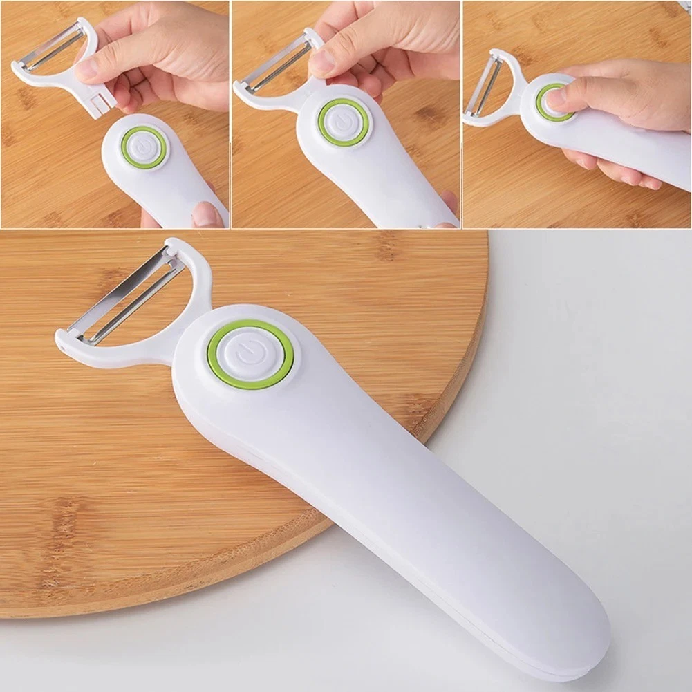 Electric Peeler 3 Cutter Heads USB Rechargeable Safety Handheld Fruit Vegetable