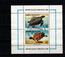 Türkei Block Schildkröten gestempelt