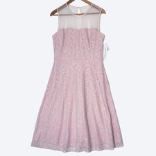 Maggy London NEW Powder Pink Lace Sheer Sleeveless Dress Size 12 Softgirl Floral