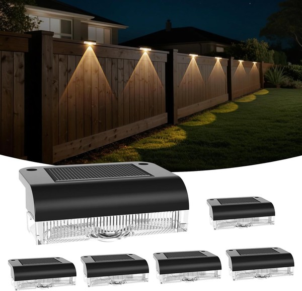 Solar Wandleuchte 6 StüCk Led FüR AußEn Treppen Stufen ZäUne GeläNder Terrasse-image
