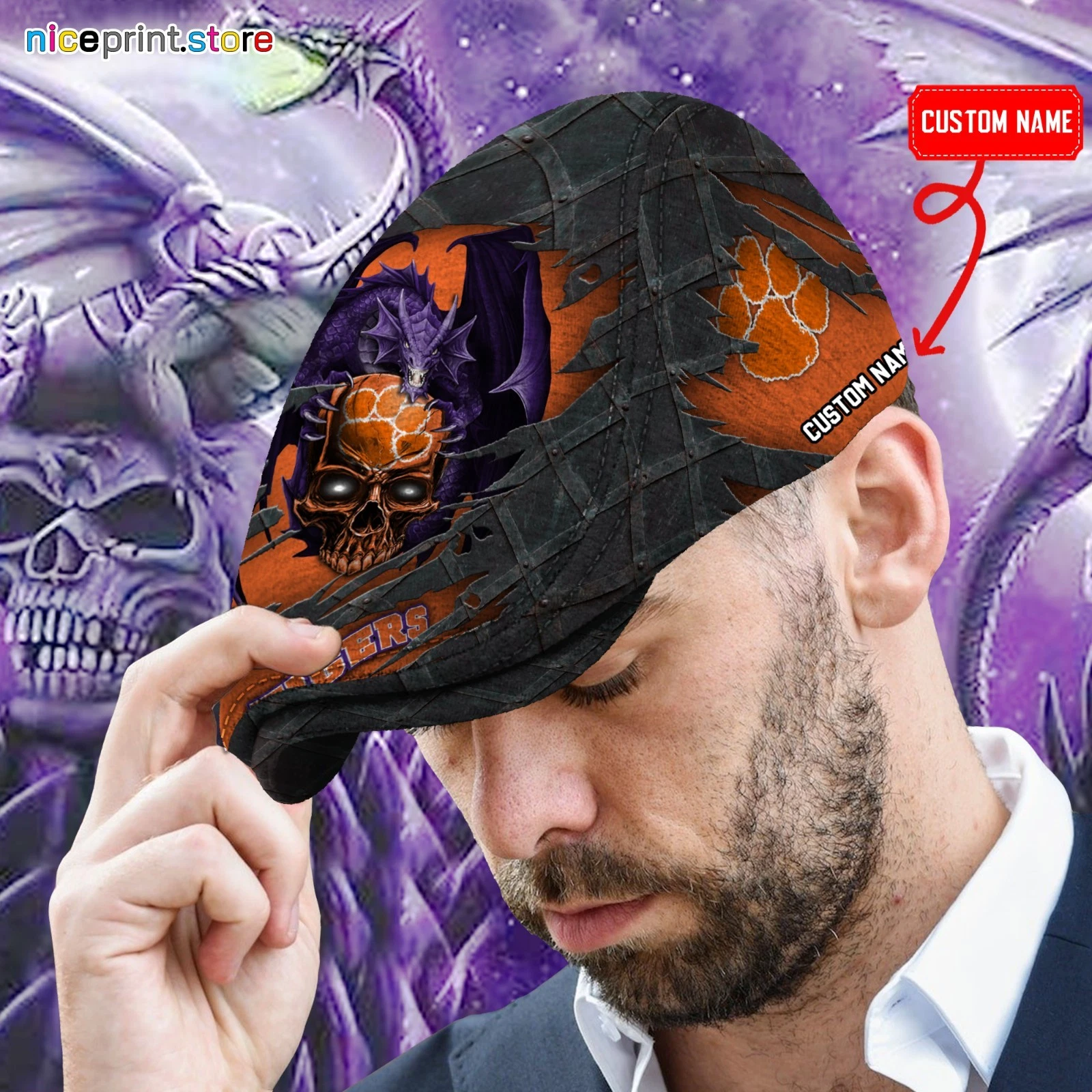 Clemson Team Tigers Jeff Cap Tigers Driver Cap Camo Hat Flat Cap for Men