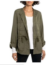 Social Standard by Sanctuary Utility Jacket Womens Medium Green Drawstring Waist