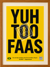 A3 Jamaican Slang Poster – Yuh Too Faas Funny Wall Art, yellow & Black