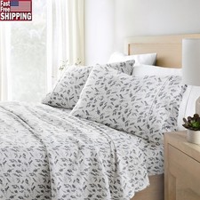100 Cotton Flannel Bedding Sheet Set Deep Pocket King 4 Piece Soft Cozy Floral