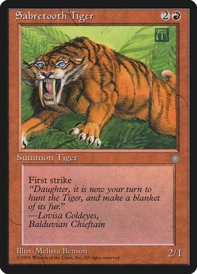 Sabretooth Tiger 215 ICE Age MTG Vintage 1995 Red Tiger Benson Cat Common NM