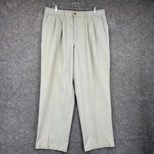 Vintage Dockers Pants Mens 36x30 Khaki No Wrinkle Twill Pleated Made USA