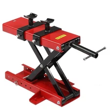 Wide Deck 1100 LB Motorcycle Center Scissor Lift Jack Hoist Stand Bike ATV Red