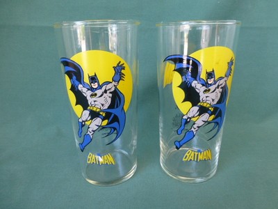 Two Vintage TM 1993 DC Comics Glass Batman Glasses