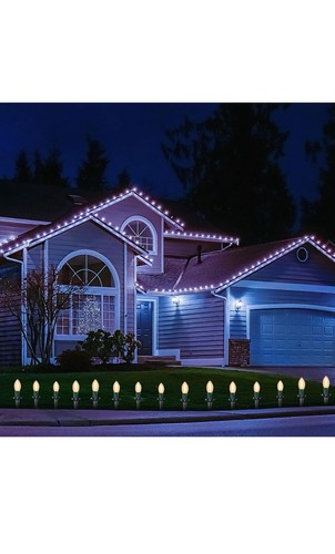 Abeja Christmas Pathway Lights Outdoor, 38’ 25 Pieces C9 Christmas Pathway Light - 第 3/12 張圖片