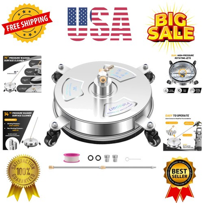 #ad 14quot; Pressure Washer Surface Cleaner with 4 Wheels Stainless Steel Surface C... $82.39