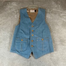Vintage 70s Levi's Wildfire Sportswear Vest Mens Medium Blue Western Cinch Back
