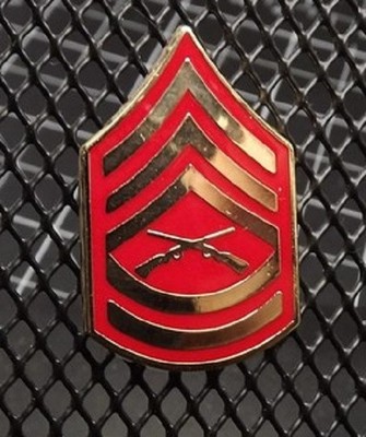 ''USMC MARINES E7 GUNNERY SGT.'' RANK NEW Lapel Pin Enamel GUARANTEED FOR LIFE