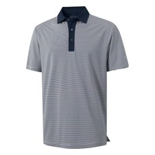Mens Golf Shirt Dry Fit Short Sleeve Striped Performance Moisture Wicking Pol...