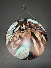 Beautiful Horse Stained Glass Look, Acrylic Window Suncatcher, 6 inch Round