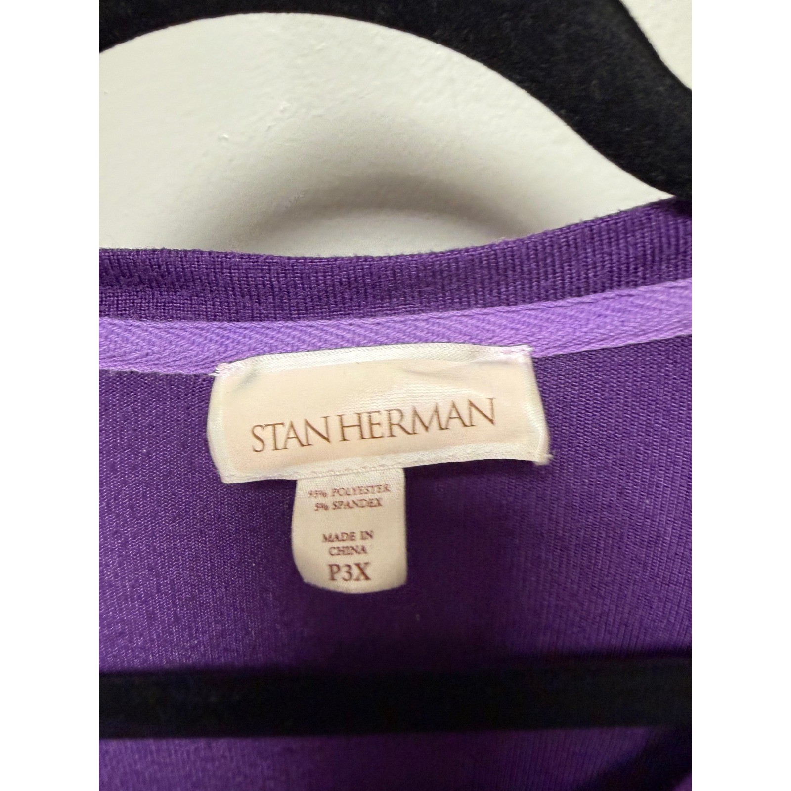 Stan Herman Purple Long Sleeve Top Plus Size P3X Polyester Spandex