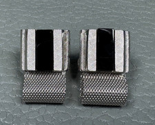 Vintage Black Onyx Wrap Around White Gold Plated Cuff Links