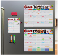 Magnetic Dry Erase Calendar for Fridge 3 Set Monthly Weekly Planner  Markers
