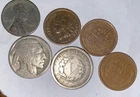 Lot of Indian Head Penny, Liberty V and Buffalo Nickel, Steel & 2 Wheat Pennies