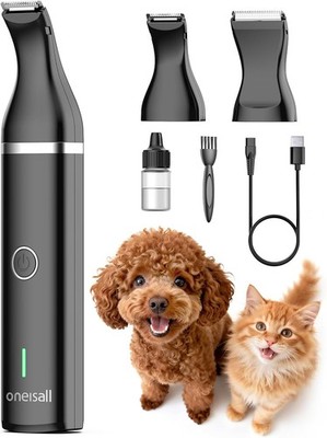Oneisall 2in1 Pfotentrimmer für Hunde Katze, Ganzkörper, Micro-USB-Ladung